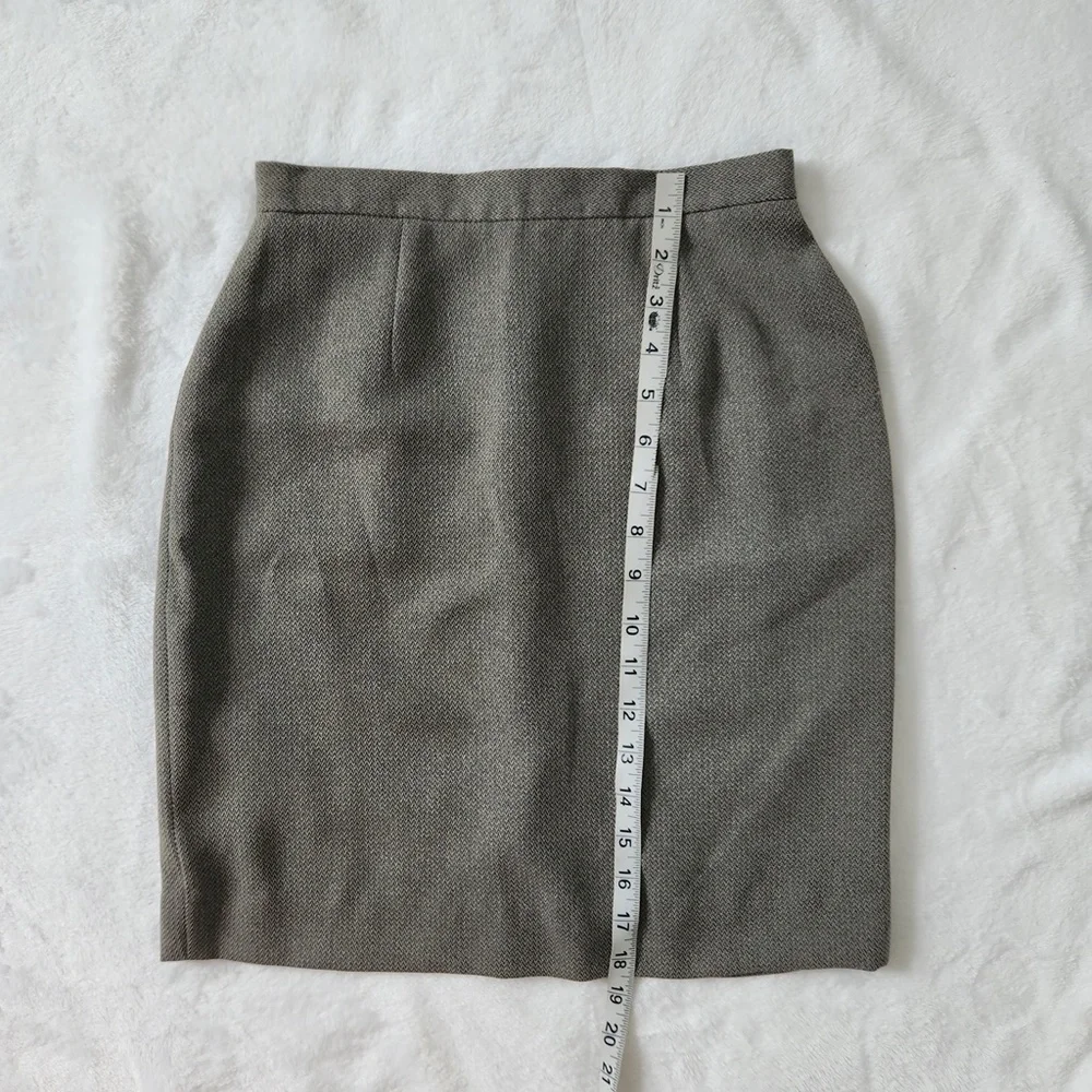 Vintage Brooks Brothers‎ Herringbone Mini Skirt Back Slit Straight Cut Women's 0